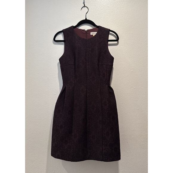 Calvin Klein Petite Size 6P Purple Floral Lace Fit & Flare Scuba Dress Glam City - Picture 1 of 6
